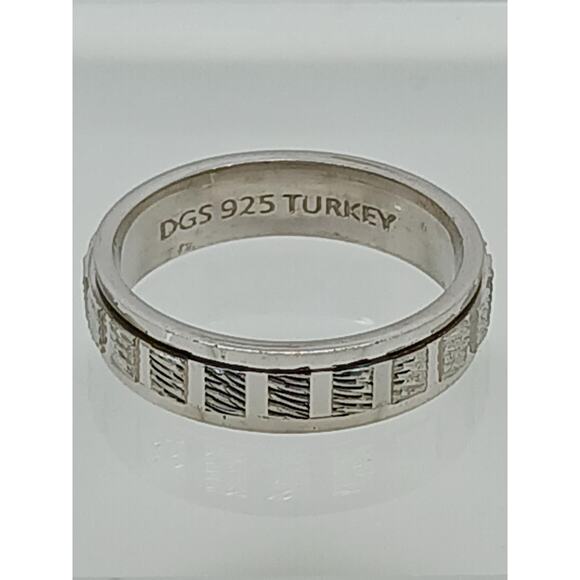 Vintage DGS Sterling Silver Diamond-cut Spinner Ring Size 7 - Picture 1 of 3